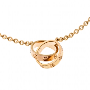 Pre Owned Cartier Love 2 Hoops 18k Yellow Gold Necklace