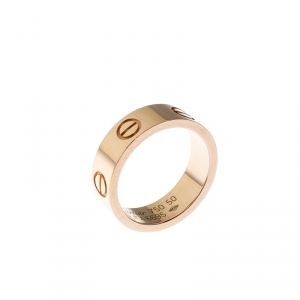 Pre Owned Cartier Love 18k Rose Gold Band Ring Size 50