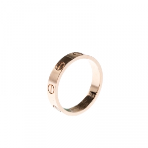 Pre Owned Cartier Love 18k Rose Gold Mini Band Ring Size 50