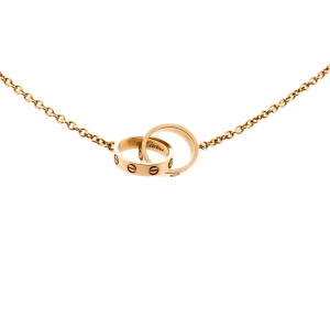 Pre Owned Cartier Love 2 Hoops 18k Rose Gold Necklace
