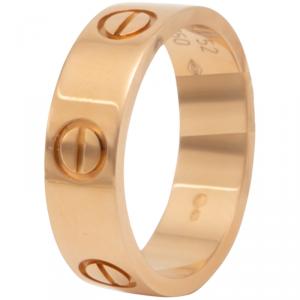 Pre Owned Cartier Love 18K Rose Gold Band Ring Size 52