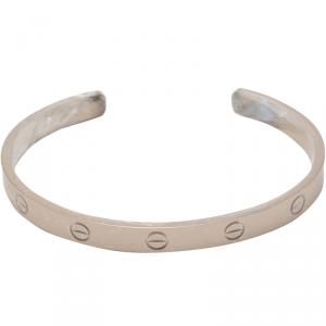Pre Owned Cartier Love White Gold Open Cuff Bracelet Size 18
