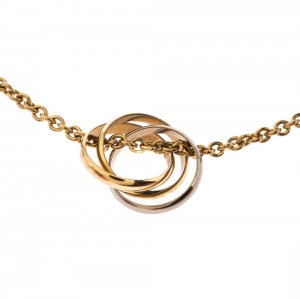 Pre Owned Cartier Trinity 3 Tone 18k Gold Pendant Necklace 