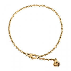 Pre Owned Cartier Love Knot Three Tone 18k Gold Dangling Charm Bracelet 