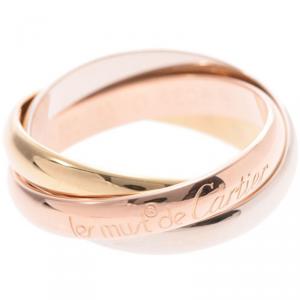 Pre Owned Cartier Les Must De Cartier Trinity 18K Three Tone Gold Band Ring Size 53