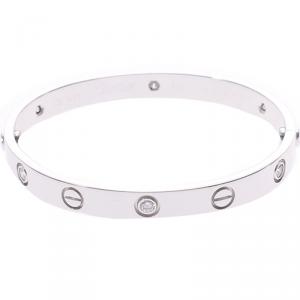 مملوكة مسبقًا Cartier Love 6 Diamonds 18K White Gold Size Bracelet 16 