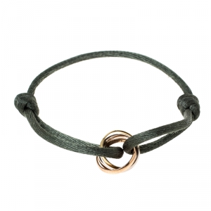 Pre Owned Cartier Trinity Three Tone 18k Gold Green Adjustable Cord Bracelet