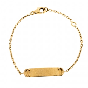Pre Owned Cartier C Logo Baby ID Bar 18K Yellow Gold Bracelet