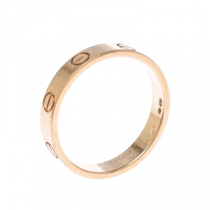 Pre Owned Cartier Love 18k Rose Gold Mini Band Ring Size 55