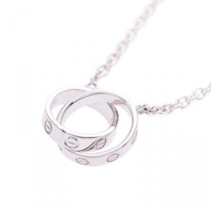 Pre Owned Cartier Love 2 Hoops 18k White Gold Necklace