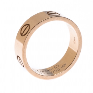 Pre Owned Cartier Love 18K Rose Gold Band Ring Size 53