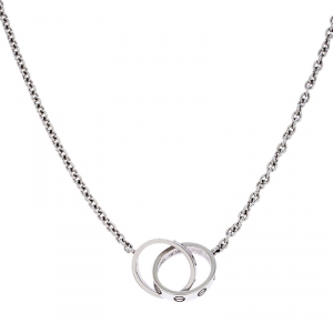 Pre Owned Cartier Love 2 Hoops 18K White Gold Chain Necklace