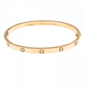 Pre Owned Cartier Love 18K Yellow Gold SM Bracelet 15