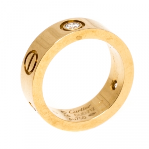 Pre Owned Cartier Love 3 Diamond 18K Yellow Gold Band Ring Size 46