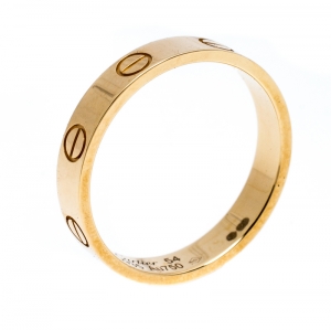 Pre Owned Cartier Love 18K Yellow Gold Mini Band Ring Size 54