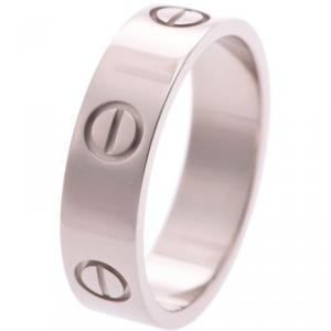 Pre Owned Cartier Love 18K White Gold Band Ring Size 57