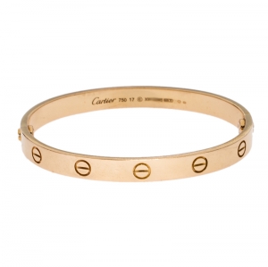 Pre Owned Cartier Love Yellow Gold Bracelet Size 17