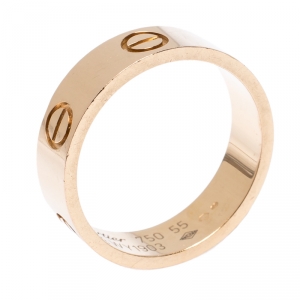 Pre Owned Cartier Love 18K Rose Gold Band Ring Size 55
