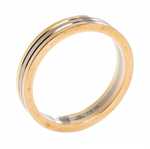 Pre Owned Cartier 18K Three Tone Gold Wedding Band Ring Size 56