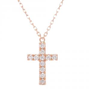 Pre Owned Cartier Symbols Cross 18K Rose Gold And Diamonds Pendant Necklace