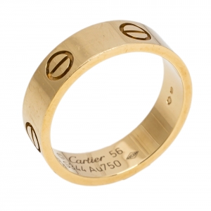 Pre Owned Cartier Love 18K Yellow Gold Band Ring Size 56