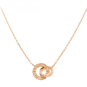 Pre Owned Cartier Love Diamond 18K Rose Gold Necklace