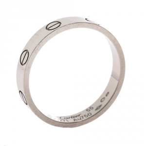 Pre Owned Cartier Love 18K White Gold Narrow Wedding Band Ring Size 55