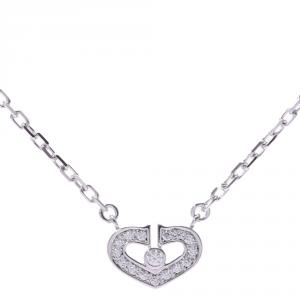 Pre Owned Cartier Heart of Cartier 18K White Gold Diamond Pendant Necklace 