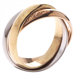 Pre Owned Cartier Trinity 18K Three Tone Gold Band Ring Size 52