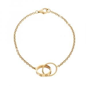 Pre Owned Cartier Love Interlocking 2 Hoops 18K Yellow Gold Bracelet