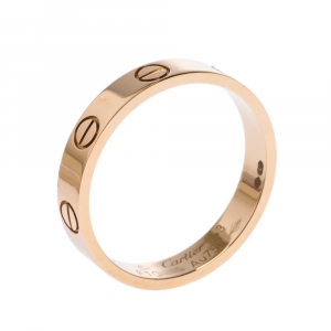 Pre Owned Cartier Love 18K Rose Gold Narrow Wedding Band Ring Size 53