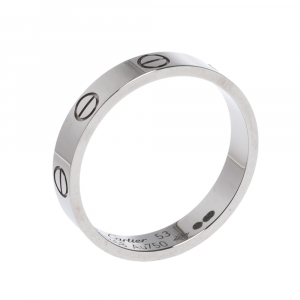 Pre Owned Cartier Love 18K White Gold Narrow Wedding Band Ring Size 53