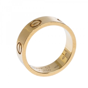 Pre Owned Cartier Love 18K Yellow Gold Band Ring Size 52