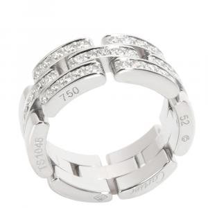 Pre Owned Cartier Maillon Panthere Diamond 18K White Gold Ring Size 52