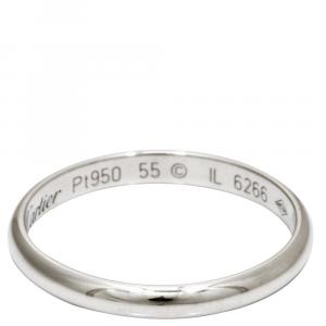 Pre Owned Cartier Platinum Wedding Band Ring Size 55