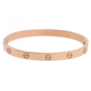 Pre Owned Cartier Love 18K Rose Gold Bangle Bracelet Size 19