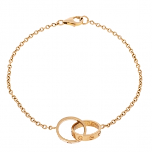 Pre Owned Cartier Love Interlocking 2 Hoops 18K Yellow Gold Bracelet