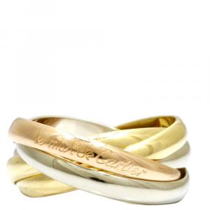 Pre Owned Cartier Les Must de Cartier Trinity 18K Yellow Gold 18K Rose Gold 18K White Gold Ring Size 50