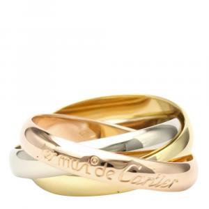 Pre Owned Cartier Les Must De Cartier Trinity 18K Three Tone 3 Band Ring 52