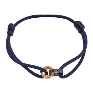 Pre Owned سوار كارتييه لوف ألماس ذهب وردي عيار 18  سيراميك بني بحبل أزرق قابل للضبط