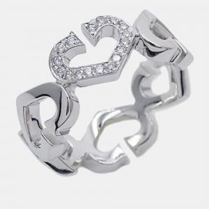 Pre Owned Cartier Heart C 18K White Gold Diamond Ring EU 48