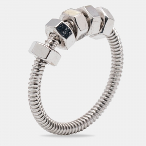 Pre Owned Cartier Ecrou De Cartier 18k White Gold Ring Size 56