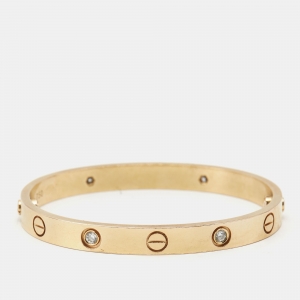 Pre Owned Cartier Love 4 Diamonds 18k Rose Gold Bracelet 16