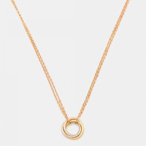 Pre Owned Cartier Trinity 18k Three Tone Gold Double Strand Chain Necklace