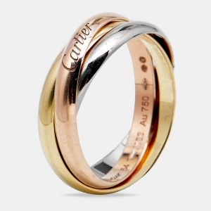 Pre Owned Cartier Trinity 18k Three Tone Gold Small Model Ring Size 54