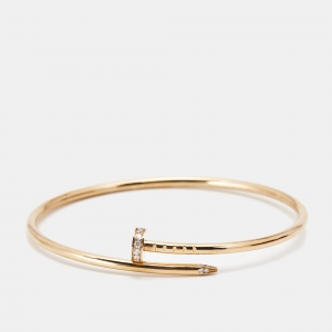 Pre Owned Cartier Juste Un Clou Diamonds 18k Rose Gold Small Model Bracelet 17