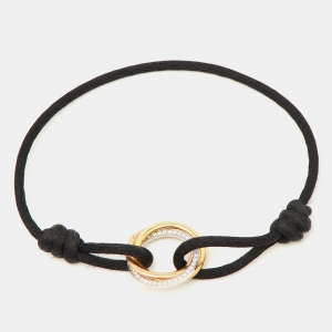 Pre Owned Cartier Trinity Diamonds 18k Three Tone Gold Adjustable Cord Bracelet