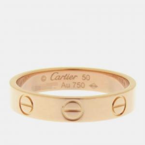 Pre Owned Cartier 18K Rose Gold Love Band Ring EU 50