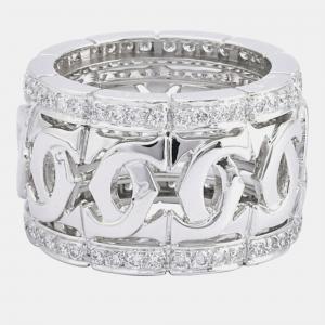 Cartier 18K White Gold and Diamond Entrelacés Band Ring EU 50