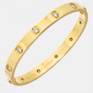 Cartier 18K Yellow Gold and 10 Diamonds Love Bangle Bracelet